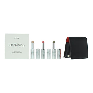 Orange Set Byredo: Colour Stick, Multifunctional, Eyeshadow Stick, 509, Solar Flare, 3.5 g + Colour Stick, Multifunctional, Eyeshadow Stick, Kumato Face, 3.5 g + Colour Stick, Multifunctional, Eyeshadow Stick, Flower Play, 3.5 g + Byredo, GWP Leather Pouc