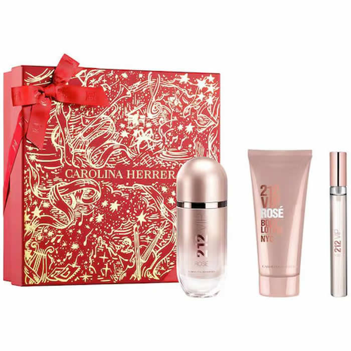 Carolina Herrera 212 Vip Rose Eau De Parfum Spray 80ml Set 3 Artikel