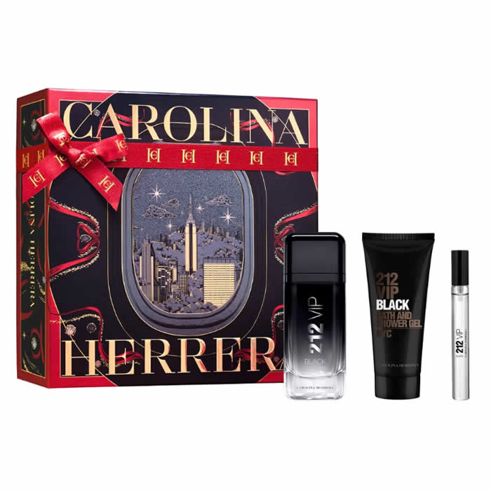 Carolina Herrera 212 Vip Black Eau De Parfum Spray 100ml Set 3 Artikel
