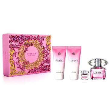 Set Versace: Bright Crystal, Eau De Toilette, For Women, 90 ml + Bright Crystal, Hydrating, Body Lotion, 100 ml + Bright Crystal, Shower Gel, 100 ml + Bright Crystal, Eau De Toilette, For Women, 9 ml *Miniature